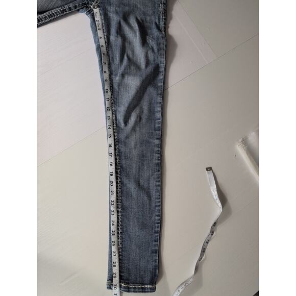 Miss Chic Womens Skinny Jeans Western Contrast Stitches Low Rise Denim Size 27W - Picture 9 of 12
